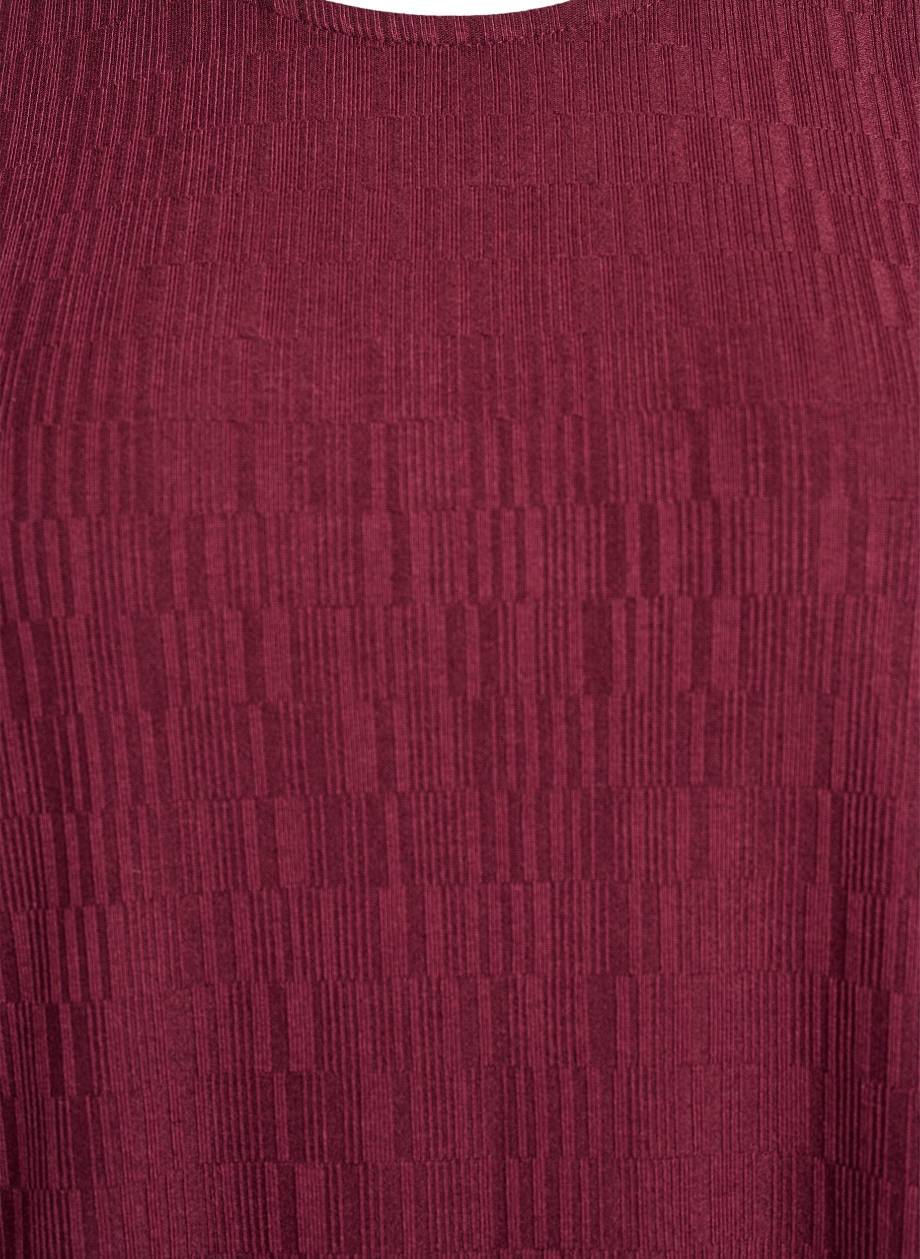 Zizzi Blouse met textuur en 3/4 mouwen, Rood, Packshot image number 2