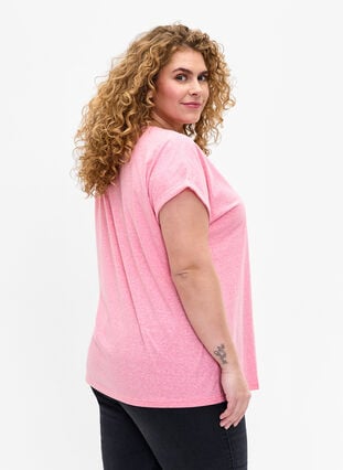 Gemêleerd T-shirt met korte mouwen, Strawberry Pink Mel., Model image number 1
