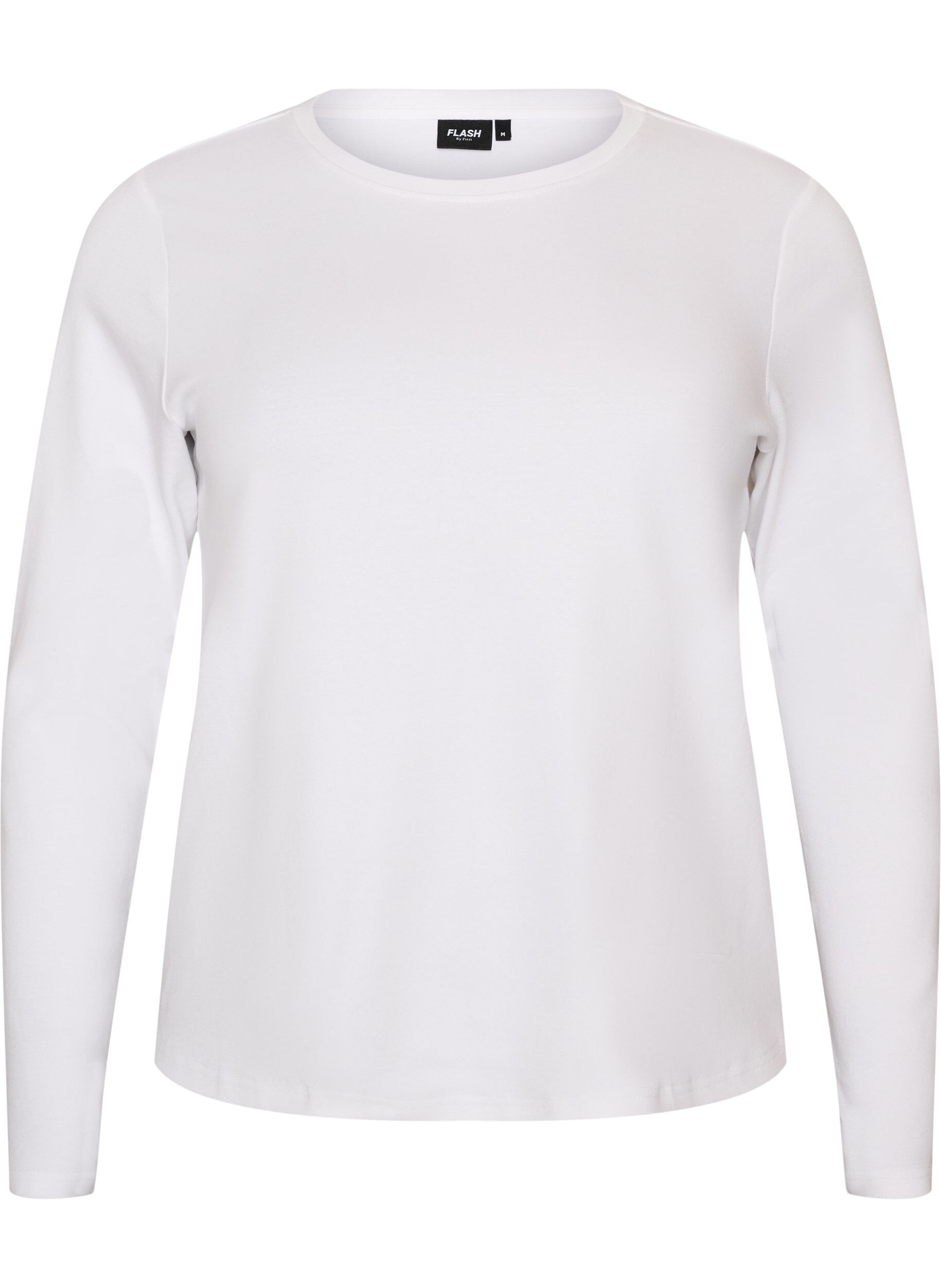 ZizziBasic T-shirt met ronde hals en lange mouwen, Wit, Packshot image number 0