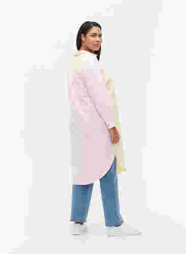 Lang katoenen overhemd met color-block, Popcorn/Pink, Model image number 1
