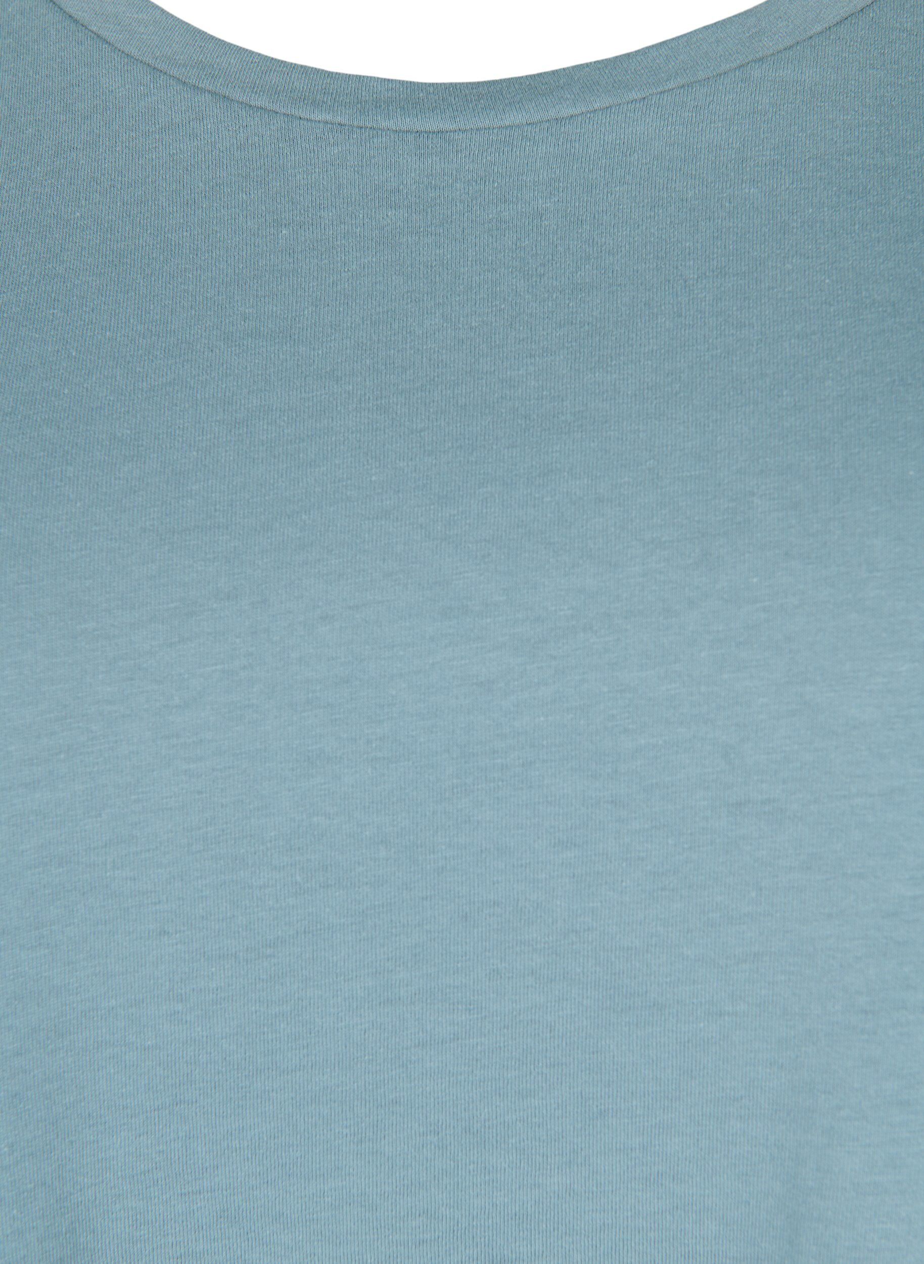 Zizzi T-shirt met korte mouwen van katoenmix, Blauw, Packshot image number 2