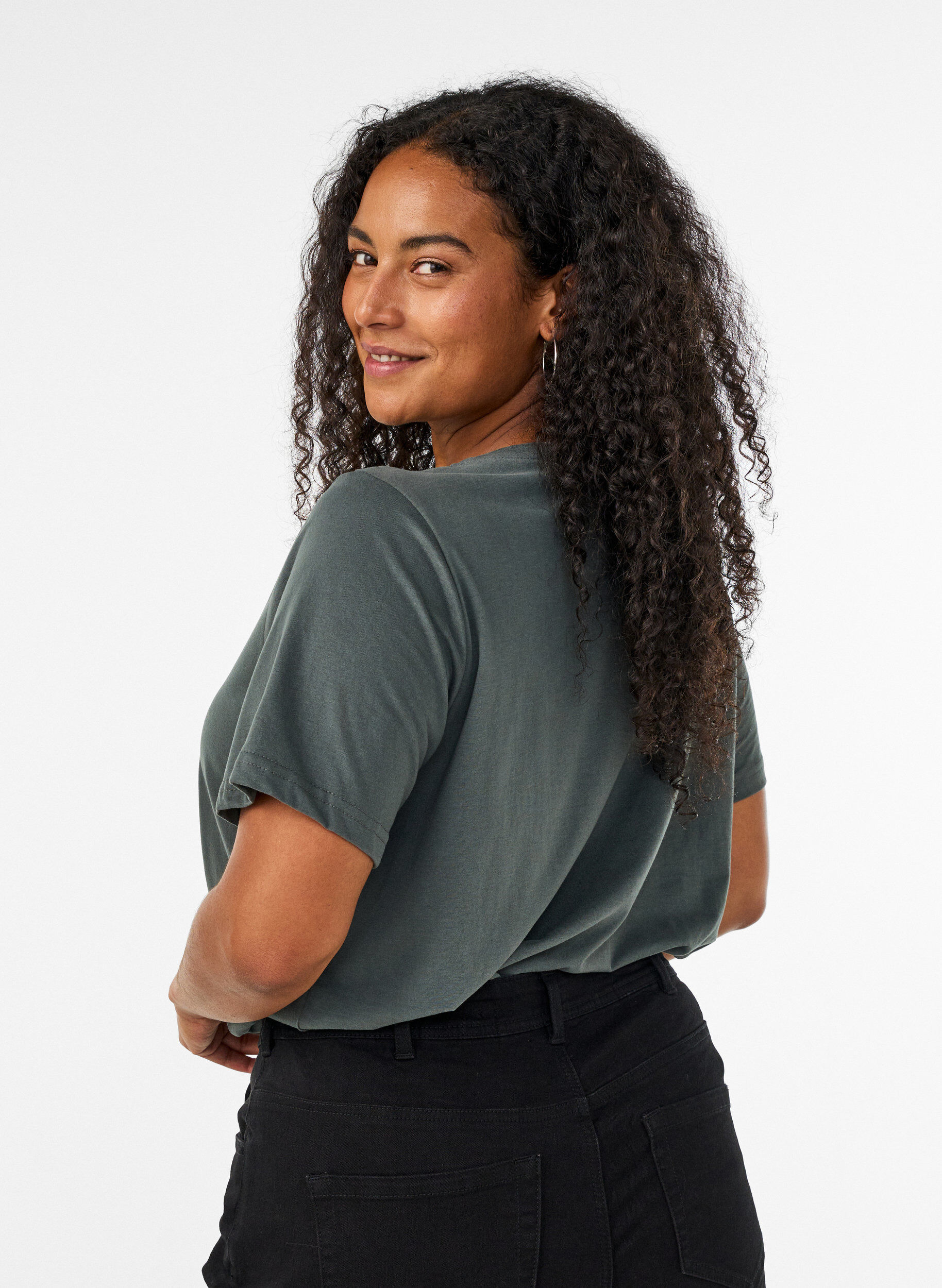 ZizziT-shirt met print, Groen, Model image number 2