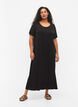 Midi-jurk van viscose met korte mouwen, Black, Model image number 0