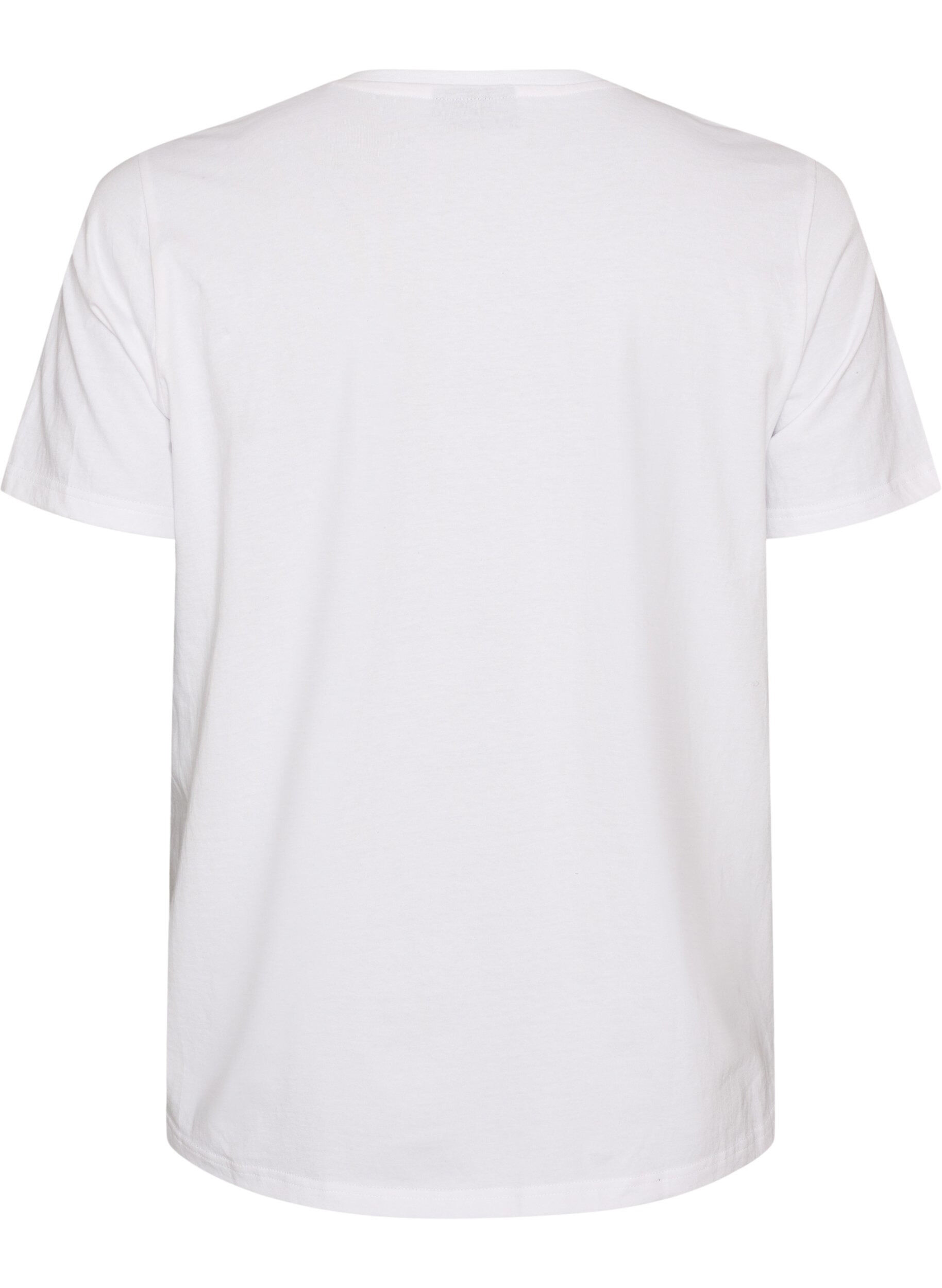 ZizziOrganisch katoenen T-shirt met print aan de voorkant, Wit, Packshot image number 1