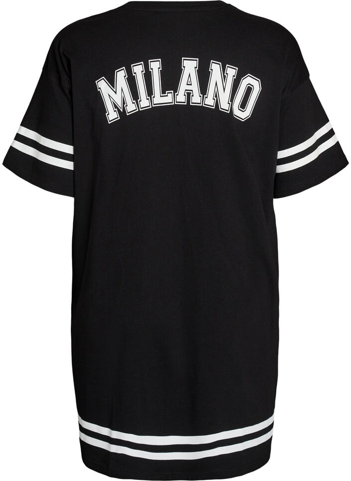 Kort T-shirtjurkje met sportieve details, Zwart, Packshot image number 1