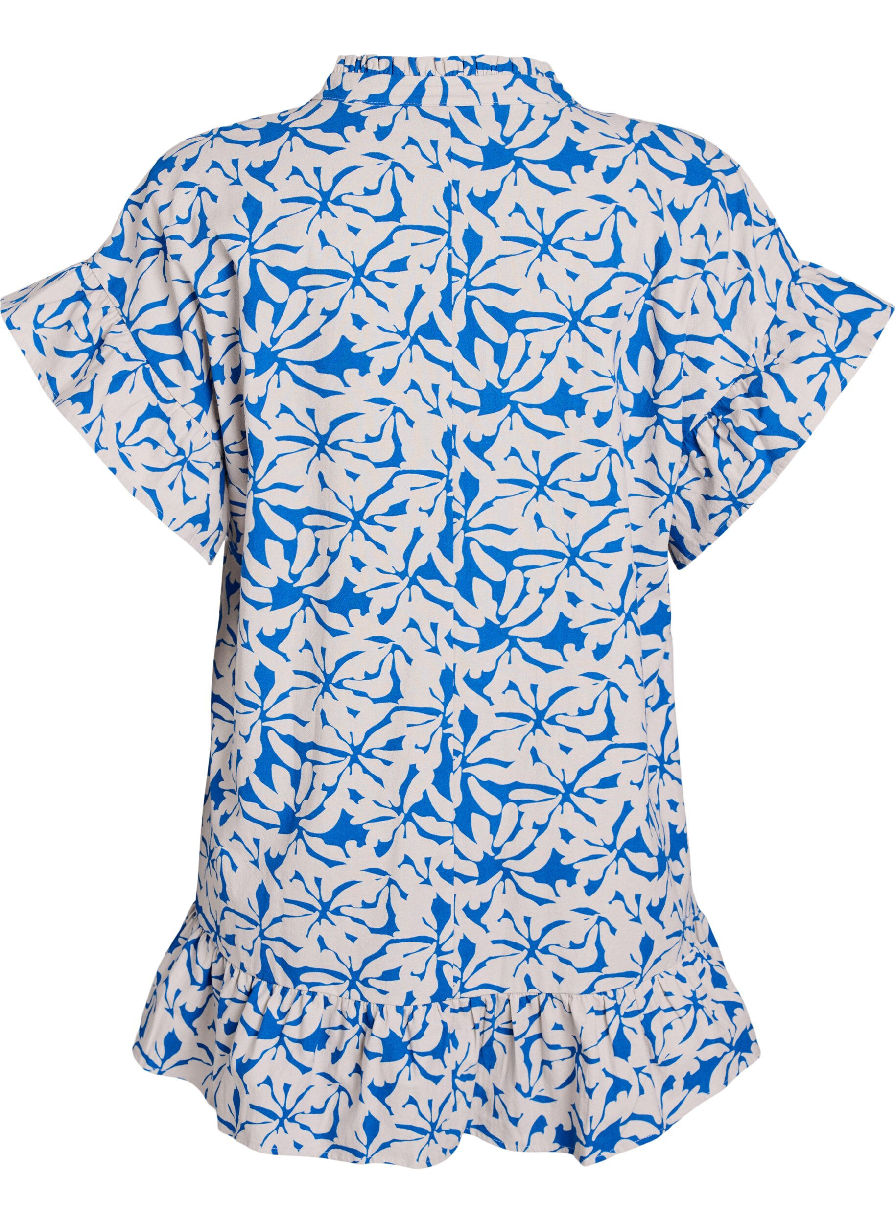 Zizzi Tunic met V-hals en ruchesdetails, Blauw, Packshot image number 1