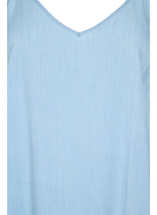 Lange denim jurk met dunne bandjes, Light blue denim, Packshot image number 2