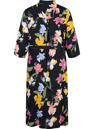 Midi-jurk met 3/4 mouwen en print, Big Flower AOP, Packshot image number 1