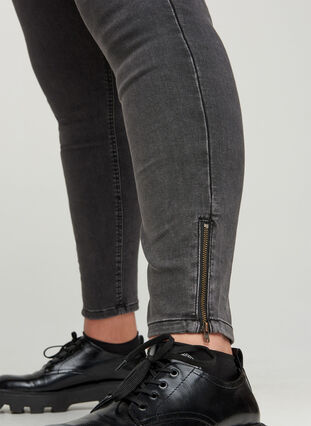 Cropped Amy jeans met hoge taille en ritssluiting, Grey Denim, Model image number 1