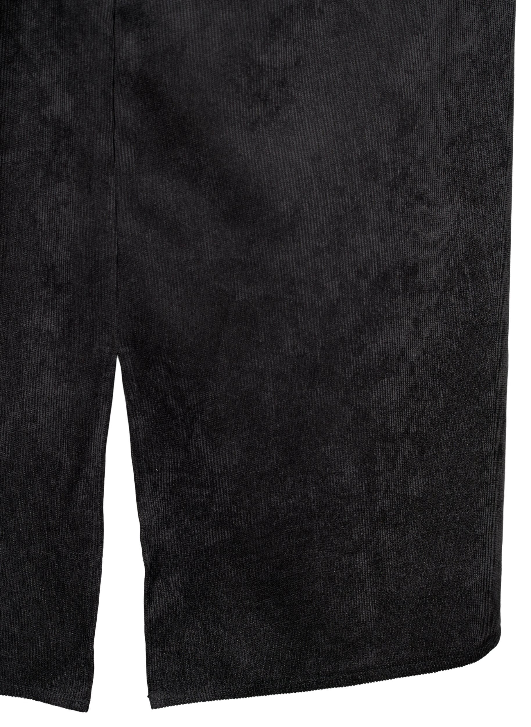 Zizzi Corduroy jurk met driekwartmouwen en knopen, Black, Packshot image number 2