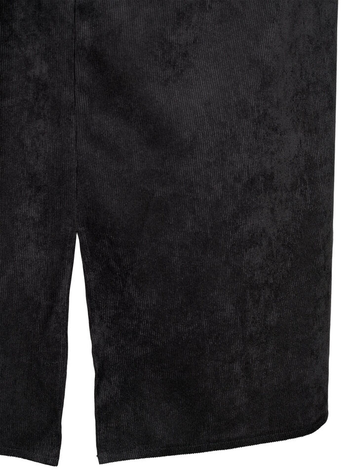 Corduroy jurk met driekwartmouwen en knopen, Black, Packshot image number 2