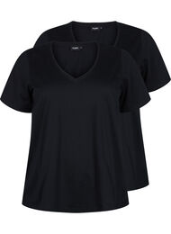	 FLASH - 2-pack v-hals t-shirts, Black/Black