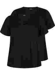 	 FLASH - 2-pack v-hals t-shirts, Black/Black
