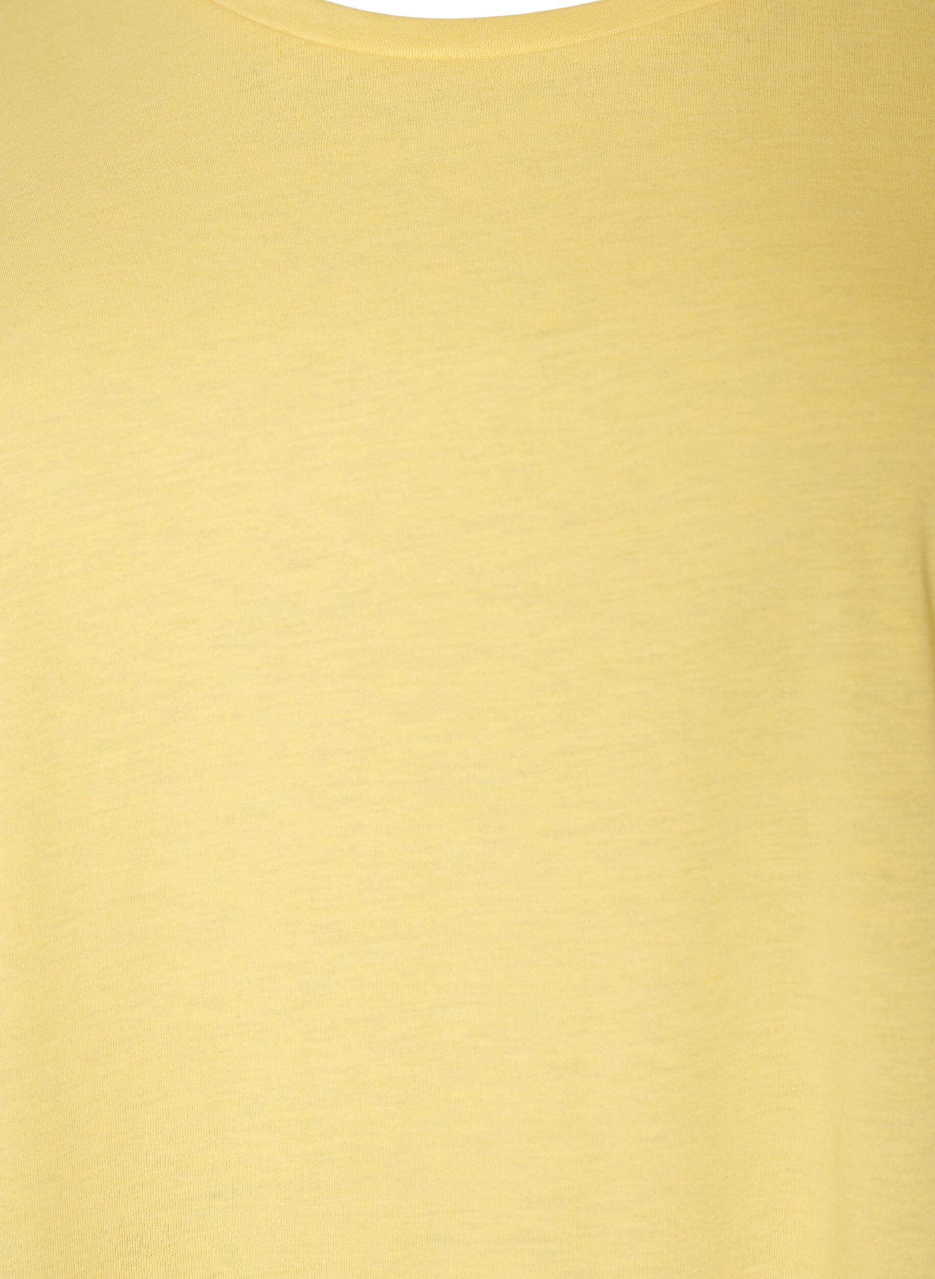 ZizziT-shirt met korte mouwen van katoenmix, Geel, Packshot image number 2
