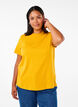 Basic katoenen T-shirt met ronde hals, Geel, Model image number 0