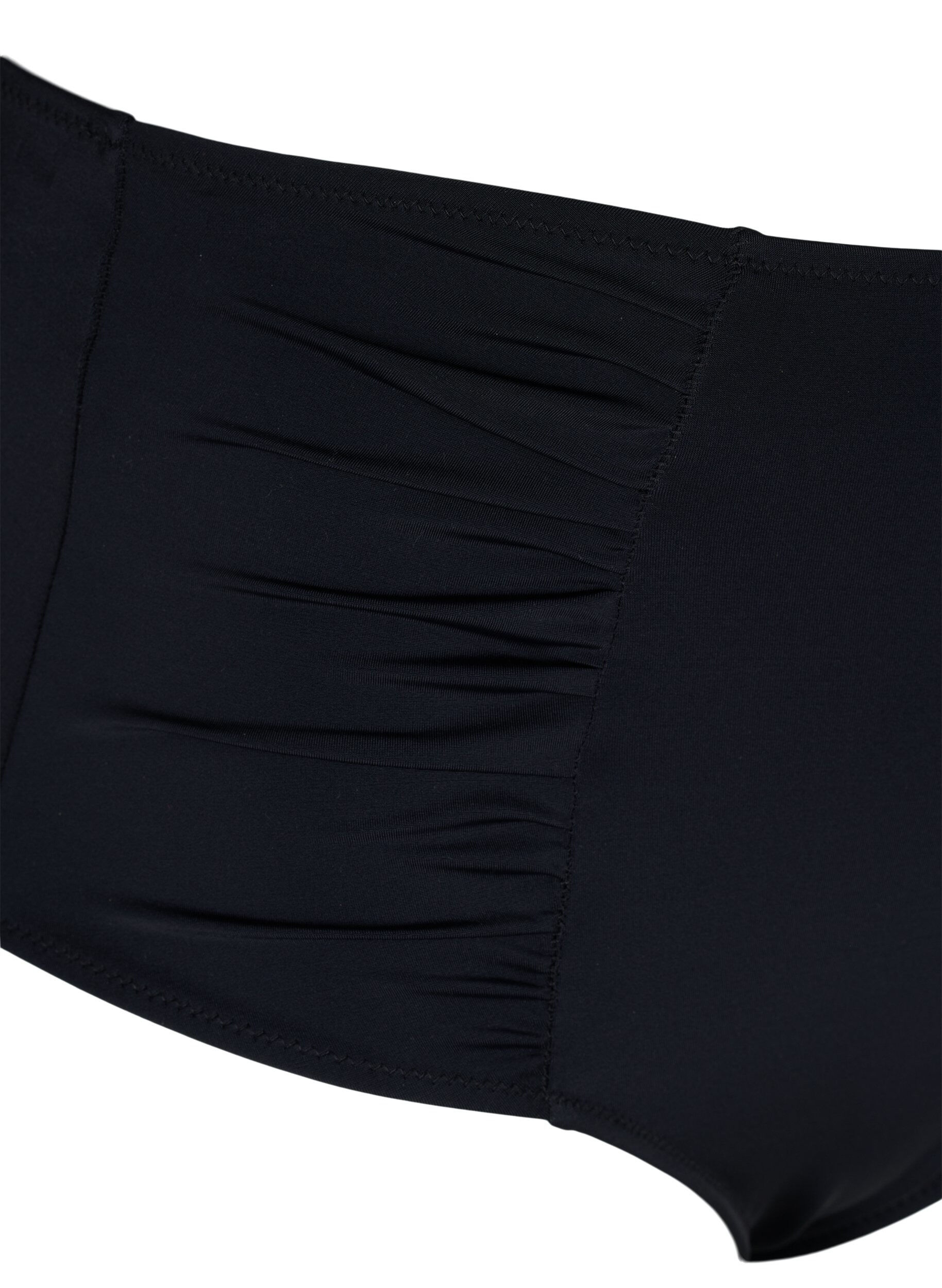 Zizzi Bikinibroekje met hoge taille en draperingen, Black, Packshot image number 2