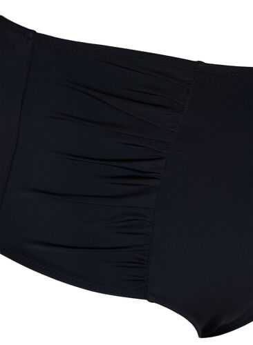 Bikinibroekje met hoge taille en draperingen, Black, Packshot image number 2