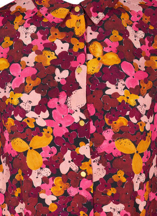 Viscose tuniek met bloemenprint en lange mouwen, Hot Pink Flower, Packshot image number 2