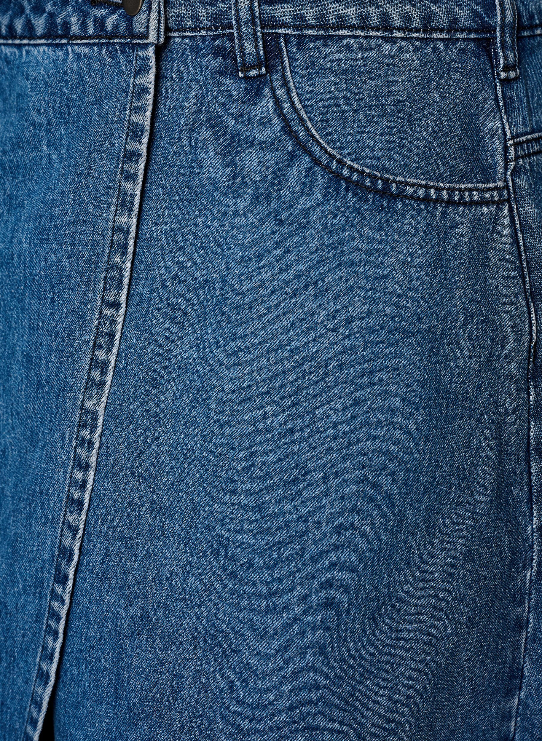 Zizzi Korte A-lijn denimrok, Blauw, Packshot image number 2
