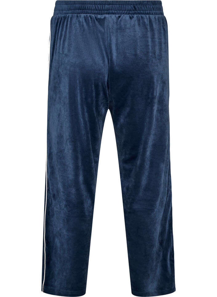 Veloursbroek met contrasterende biezen, Blauw, Packshot image number 1