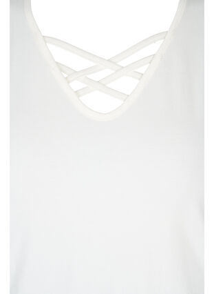 Top met v-hals en kruisdetails, Warm Off-white, Packshot image number 2