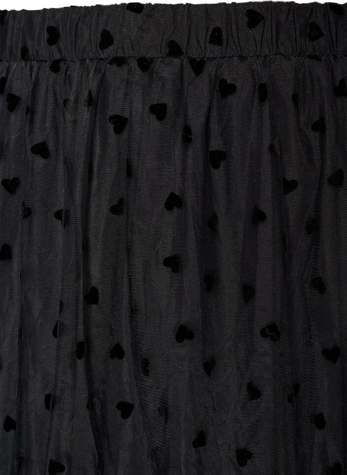 Midi-tule rok met hartjes, Zwart, Packshot image number 2