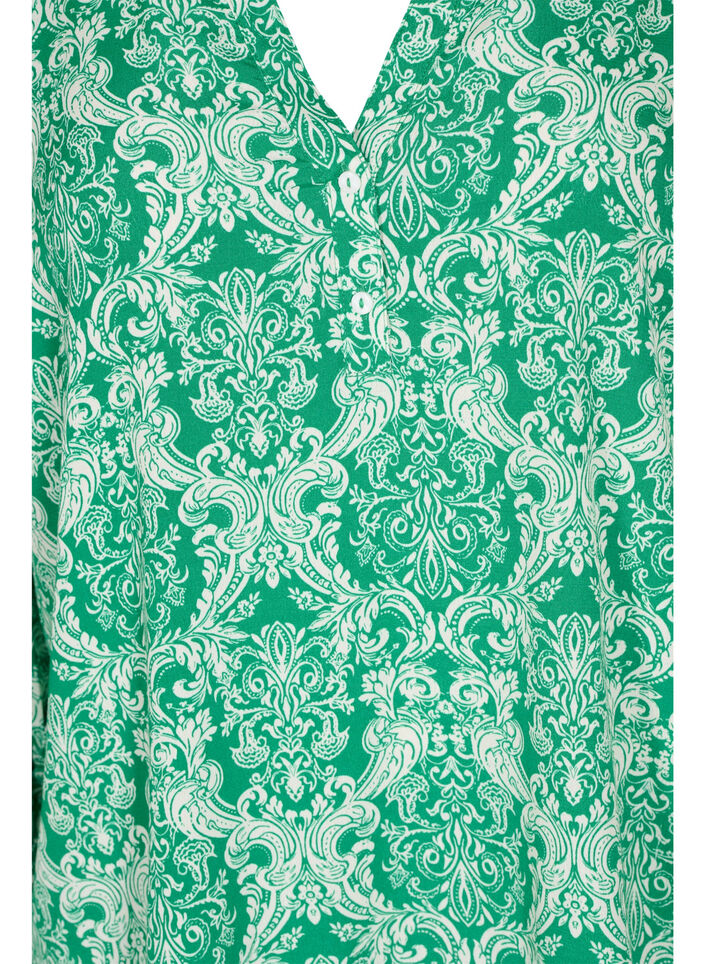 Bedrukte viscose top met smok, Jolly Green Oriental, Packshot image number 2