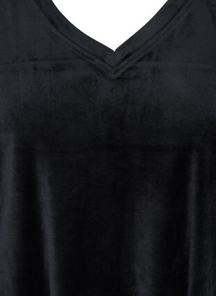 Velours jurk met lange pofmouwen, Black, Packshot image number 2