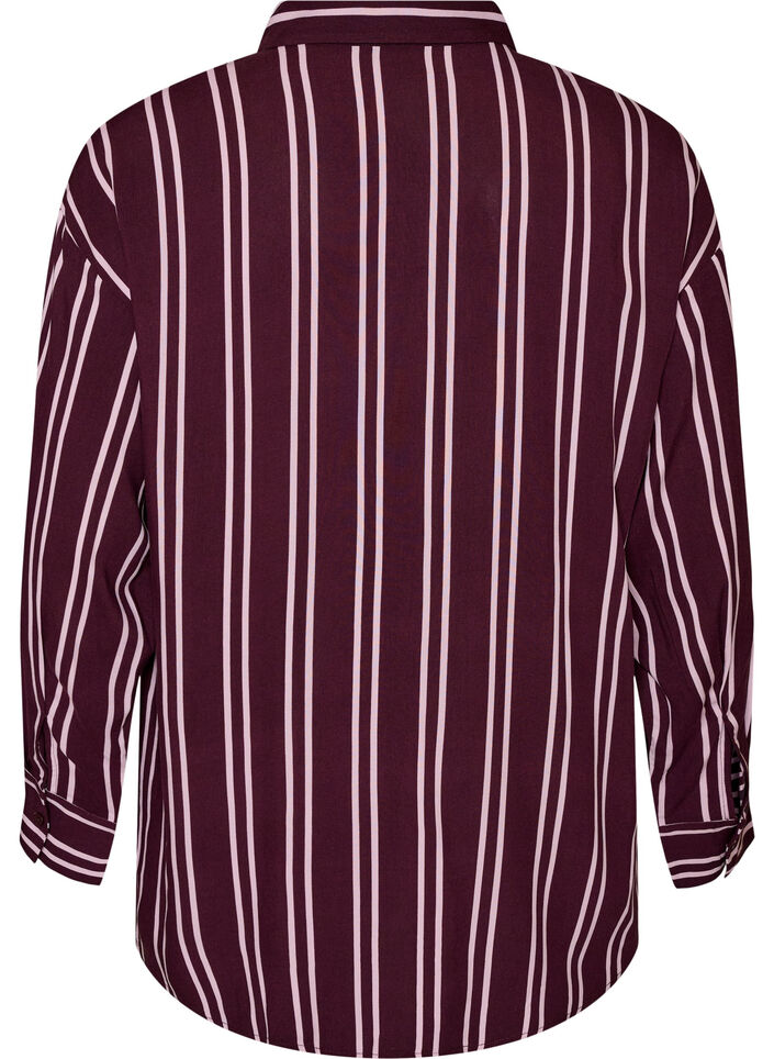 Gestreept nachthemd, Donker Bordeaux, Packshot image number 1