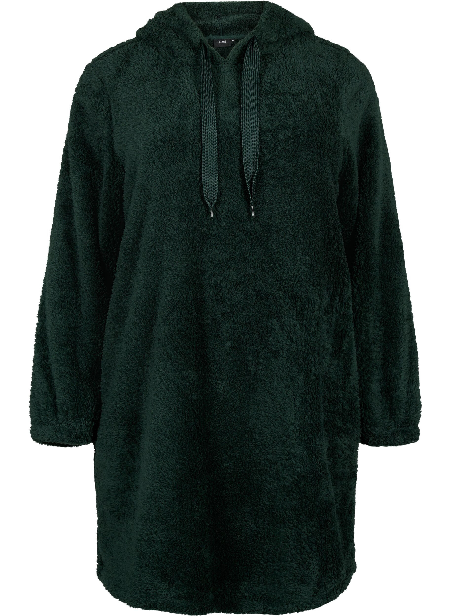 Zizzi Teddy jurk met capuchon, Scarab, Packshot image number 0