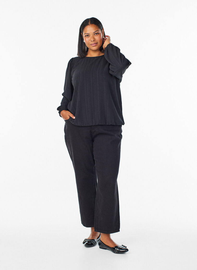 Blouse met zilveren glitter, Zwart, Model image number 1