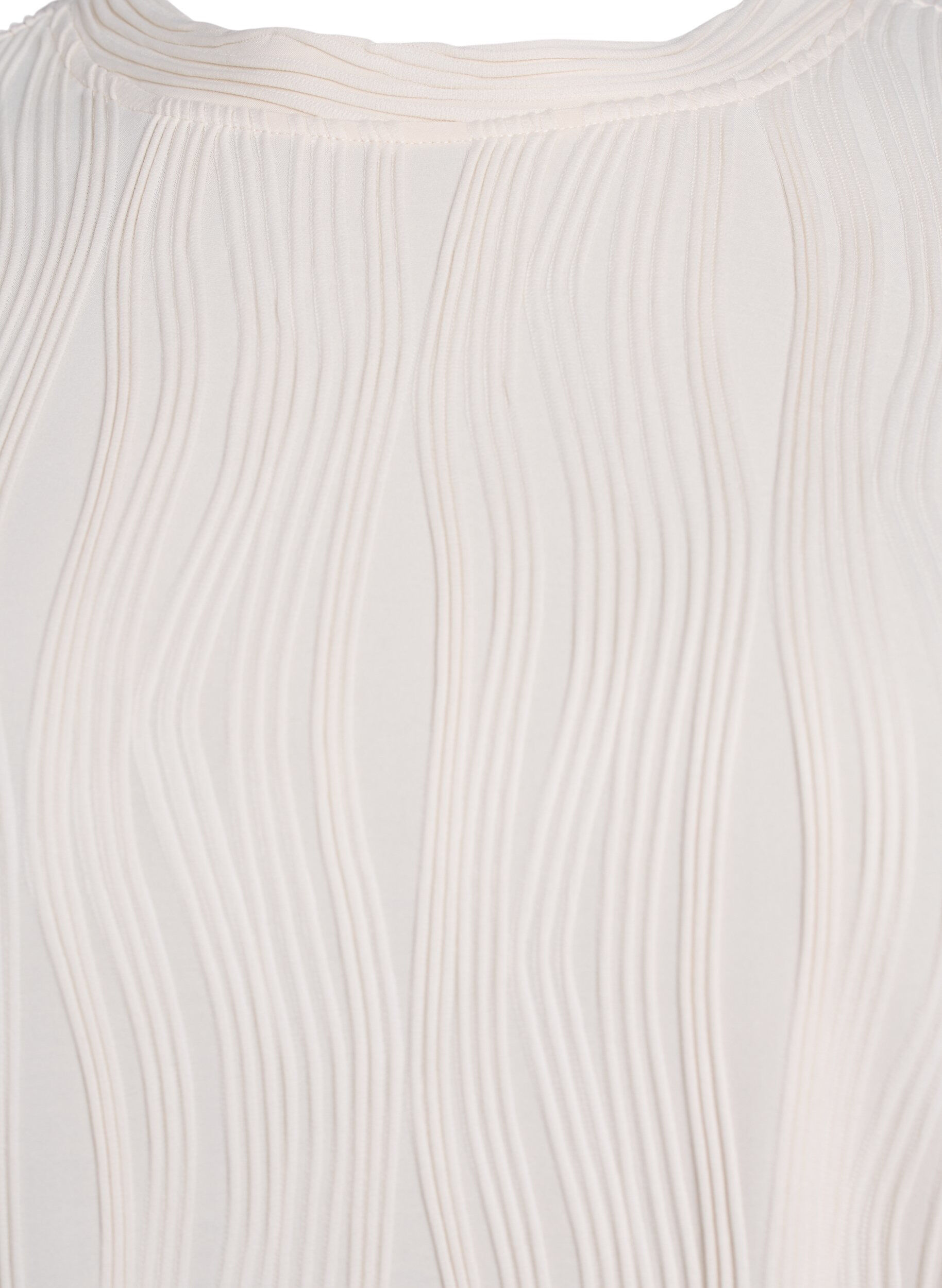 Zizzi Blouse met korte mouwen en een golvende textuur, Beige, Packshot image number 2