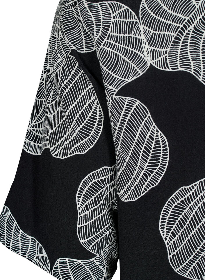 Viscose blouse met korte mouwen met print, Zwart, Packshot image number 3