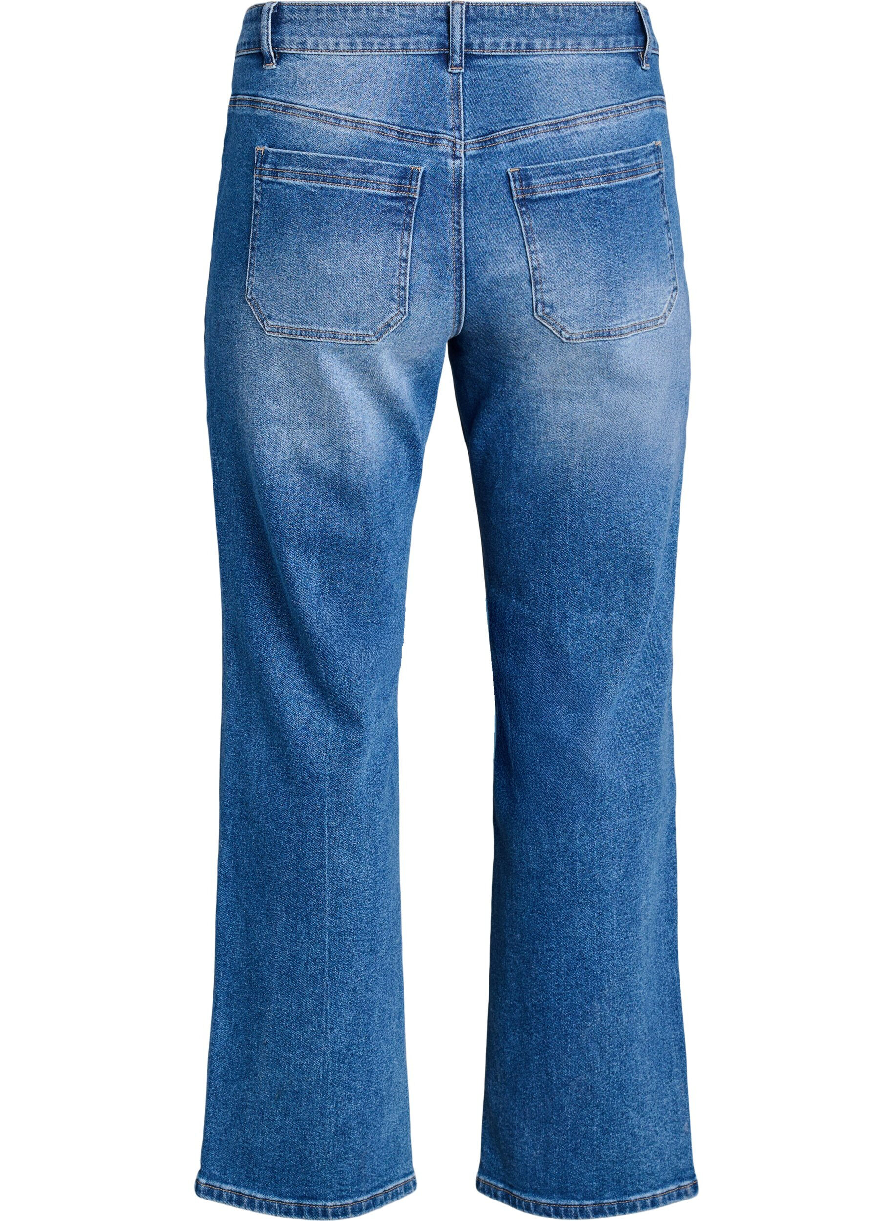 Zizzi Jeans met zakken aan de voorkant en rechte pijpen, Blauw, Packshot image number 1