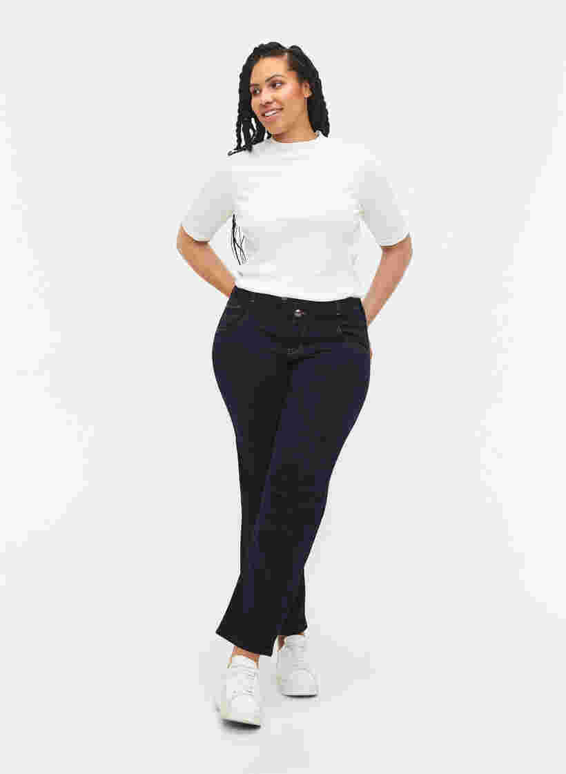 Regular fit Gemma jeans met hoge taille, Blue denim, Model image number 0