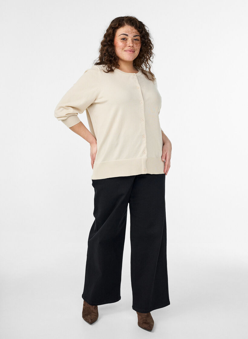 Fijngebreide vest met ronde hals, Beige, Model image number 1