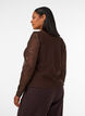 Mesh blouse met bloemen en pailletten, Bruin, Model image number 2