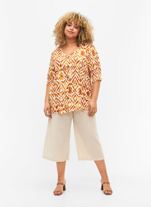 Viscose blouse met knopen, Amber Green Tribe, Model image number 2