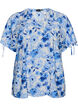 Viscose blouse met geplooide mouwen, Blauw, Packshot image number 0