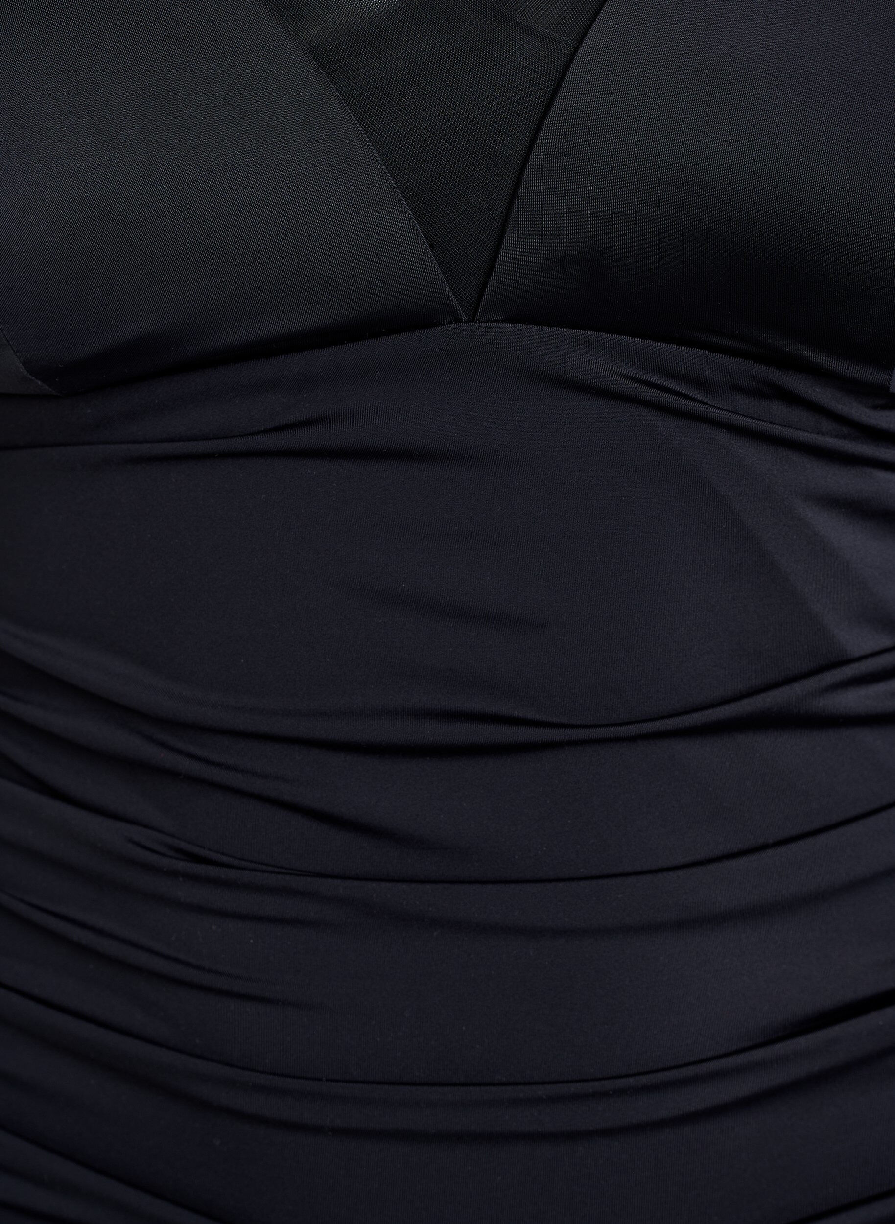 Zizzi Badpak met V-hals en meshdetail, Zwart, Packshot image number 2