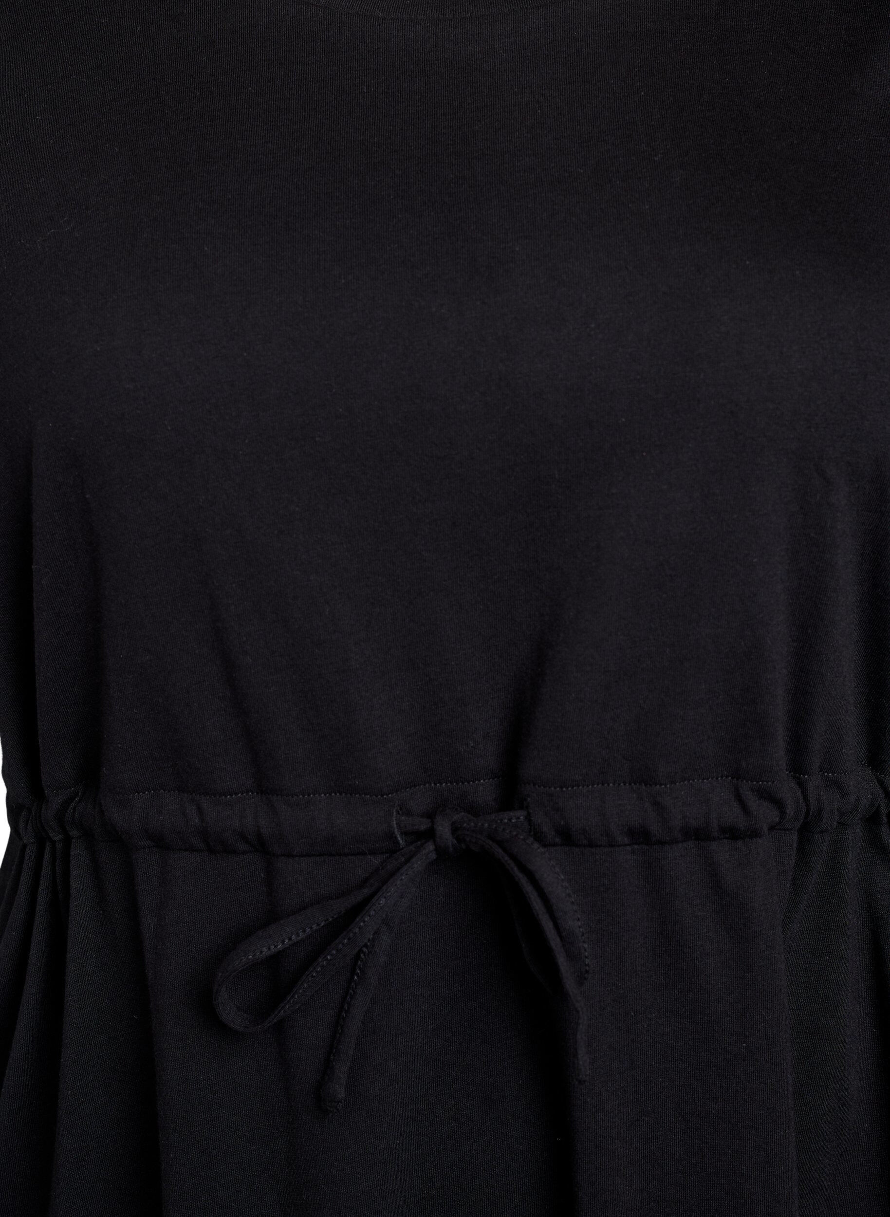 Zizzi FLASH - Korte T-shirtjurk met strikceintuur, Zwart, Packshot image number 2