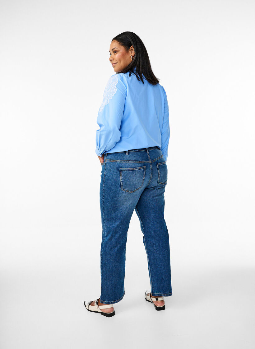 High-waisted Gemma jeans met een regular fit, Blauw, Model image number 1
