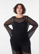 Blouse met lange mouwen van doorschijnend kant, Zwart, Model image number 0