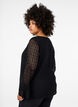 Kanten blouse met geruffelde mouwen, Black, Model image number 1