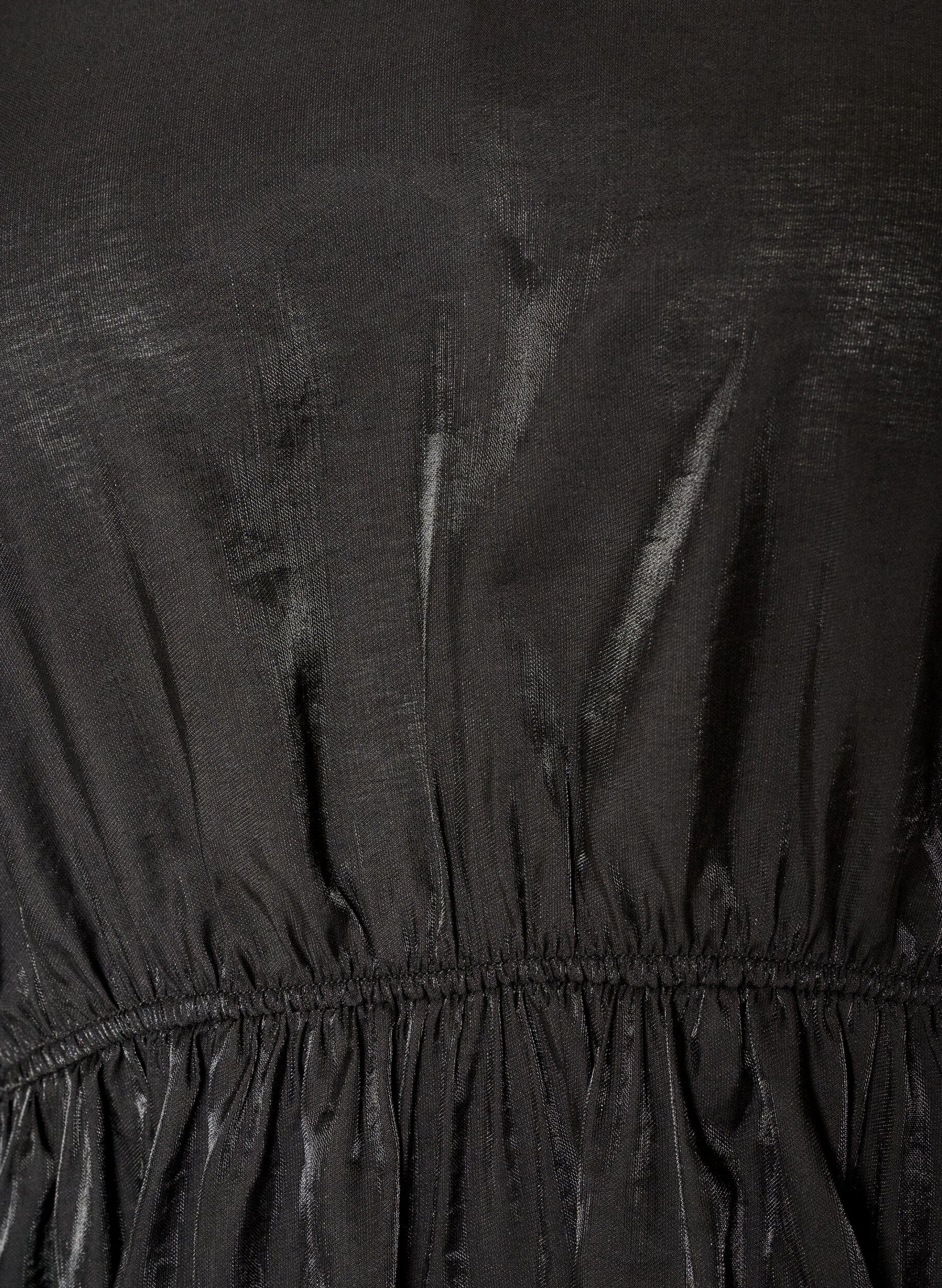ZizziGlanzende viscose blouse met peplumeffect, Zwart, Packshot image number 2
