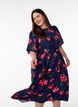 Midi-jurk met rozenprint en korte ballonmouwen, Blauw, Model image number 3