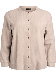 Cardigan van jersey met ronde hals en knoopsluiting, Beige