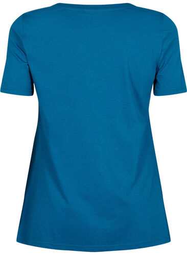 T-shirt van katoen met tekstopdruk, Blue Coral HAPPY, Packshot image number 1