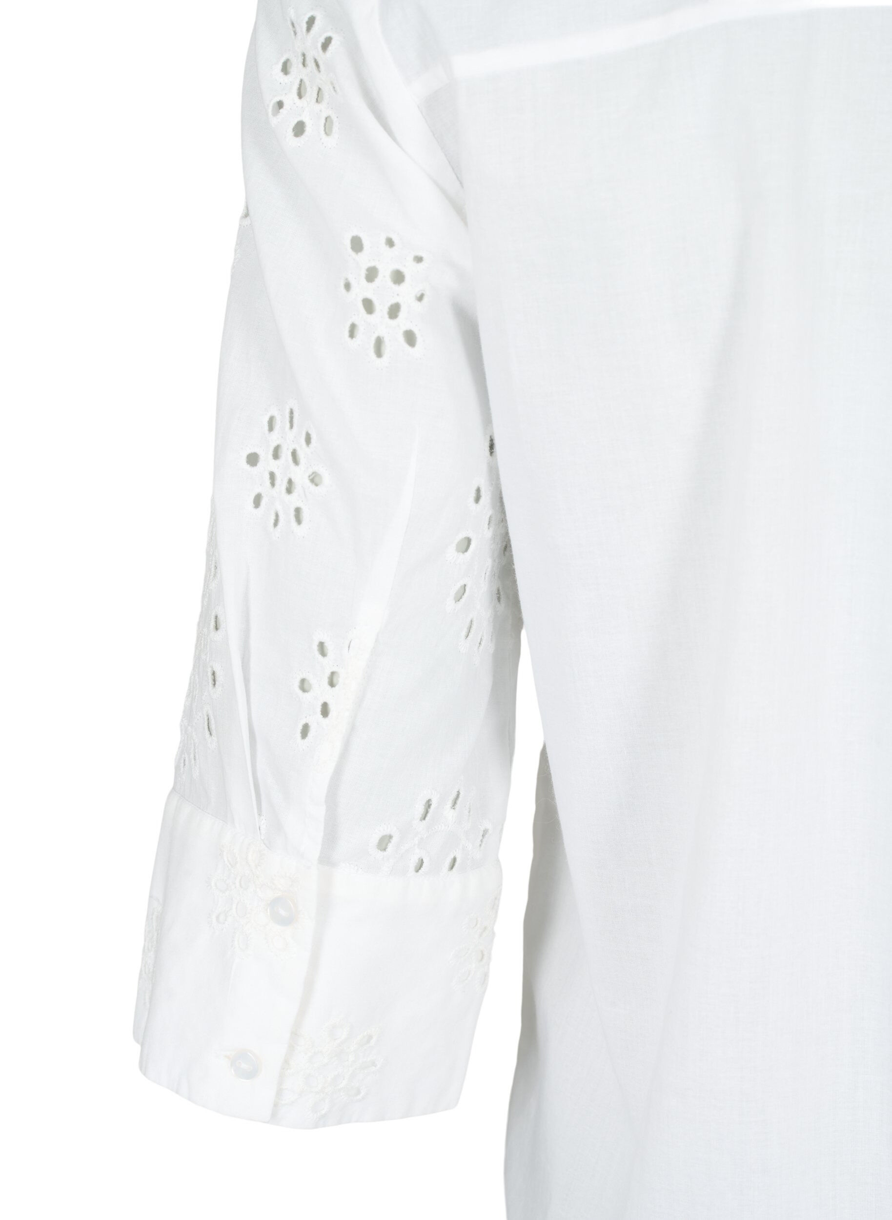 Zizzi Shirtblouse met Engels borduurwerk en 3/4-mouwen, Bright White, Packshot image number 4
