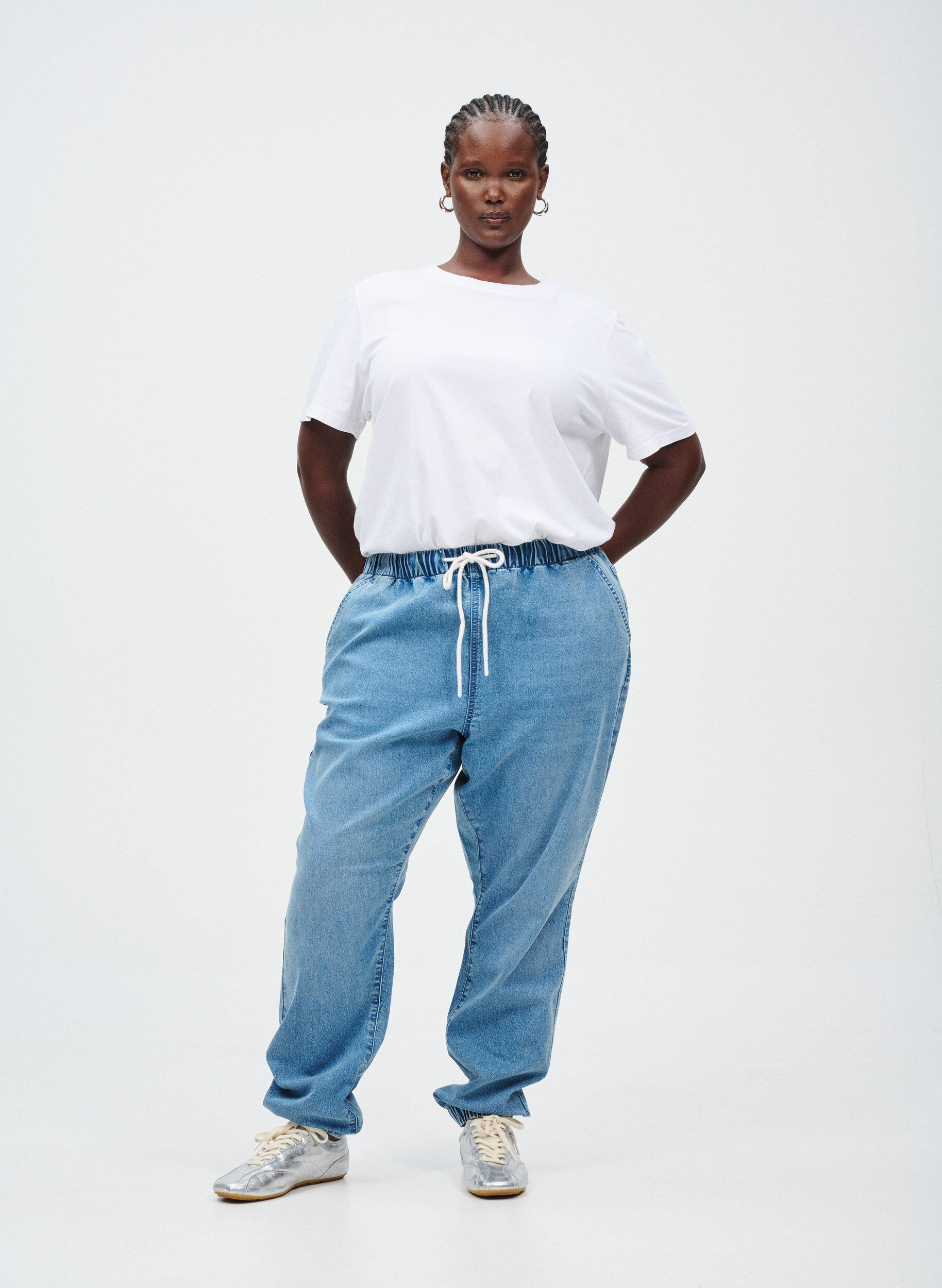 ZizziDenim joggers met zakken, Blauw, Image image number 0